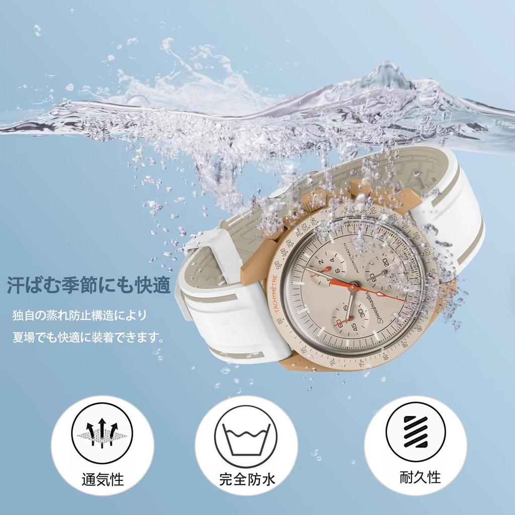 Jumpsunfun 20 мм Ремешок для часов для Swatch x OMEGA Speedmaster Силиконовый ремешок для часов со быстросъемным креплением Замена с коричневыми линиями MoonSwatch, Инструмент,