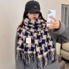 Cashmere Shawl Plaid Wool Scarf Plush Cape Wraps Retro Winter Cashmere Scarves  Girl
