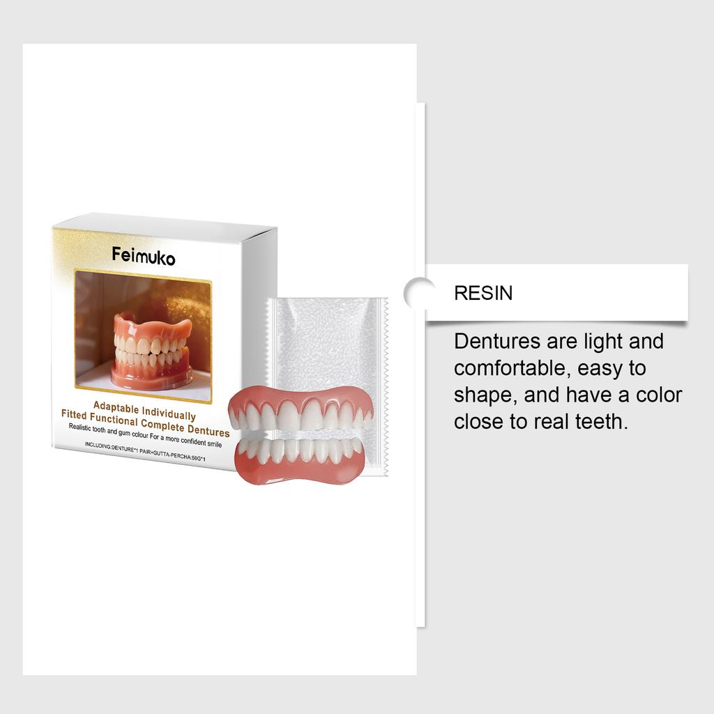 Feimuko Denture Adjustment Kit Boost Smile Aesthetics Comfort Material Denture Repair Beauty Cap
