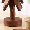 3Pcs Wooden Trivets for Hot Dishes Creative Tree Shape Coaster Set Non-Slip Heat Insulated Placemat Folding Wood Table Plate Mat with Stand for Teapot