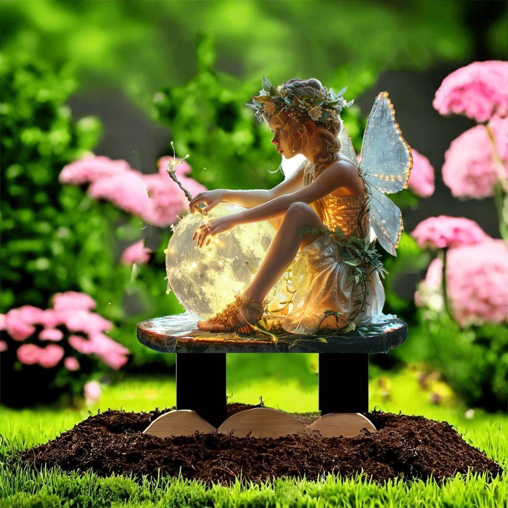 Catching Light Ball Design Fairy Mini Figurine Acrylic Garden Stake  Courtyard