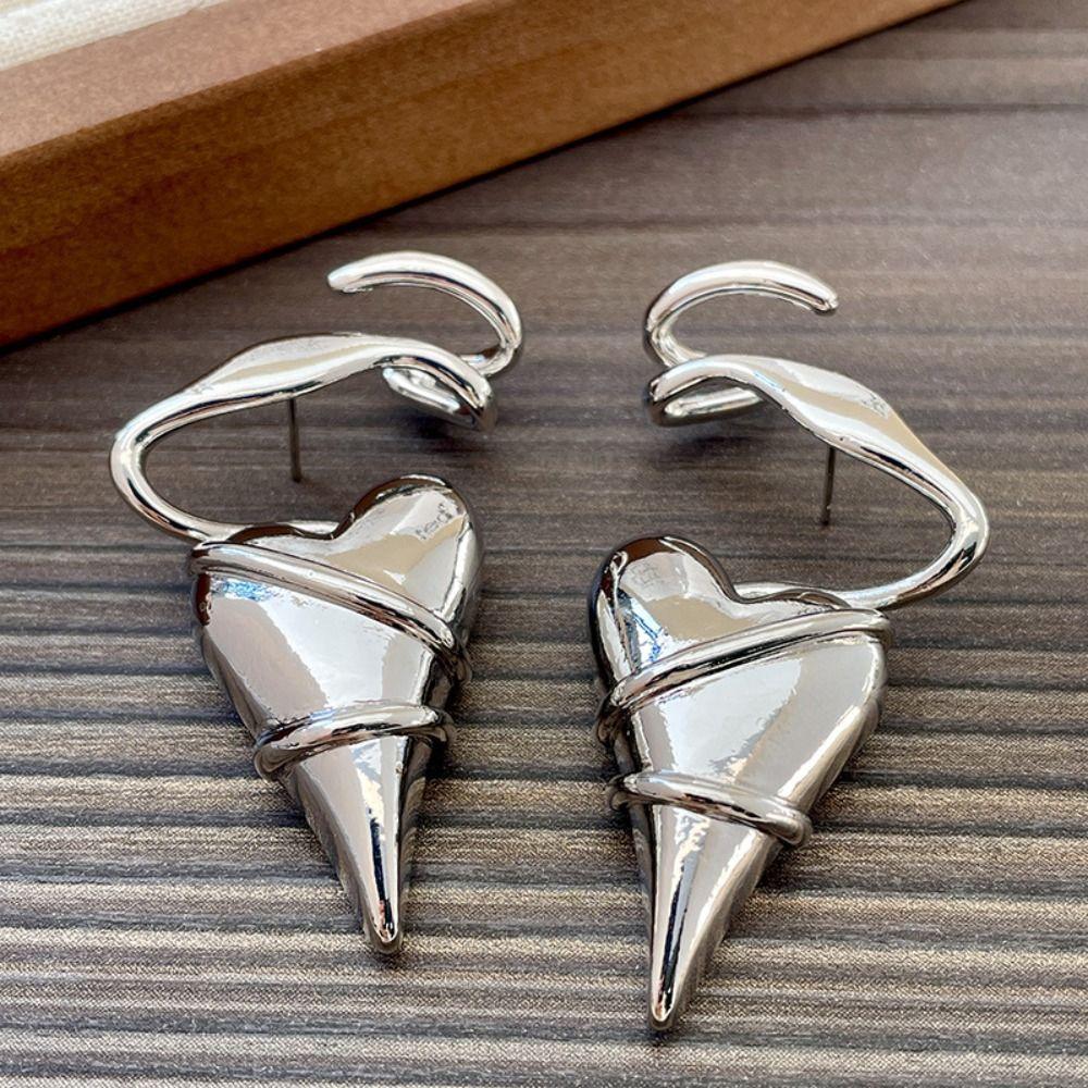 Irregular Metal Eardrop Geometry Exaggerated Earrings Unique Heart Earrings Women