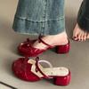 Fashion Bow Block Heel Baotou Slippers Women's Outward Wear 2025 Summer New Sweet and Versatile Floral Fashion Sandals