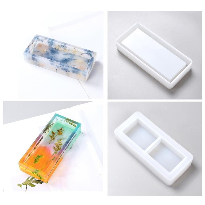 Storage Box Silicones Mold Rectangular Shape Box Case Epoxy Resins Molds Aromatherapy Gypsum Organizers Mould Table Decors