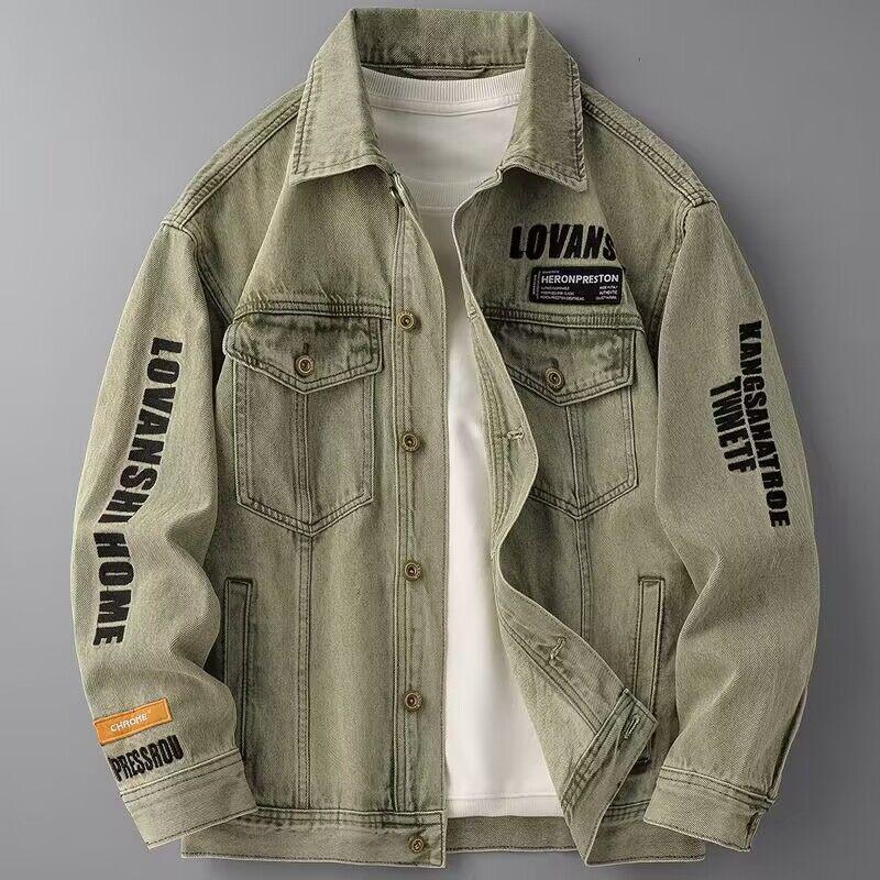 Мужская модная джинсовая куртка с вышивкой - Повседневная весенне-осенняя мода, рабочая одежда
