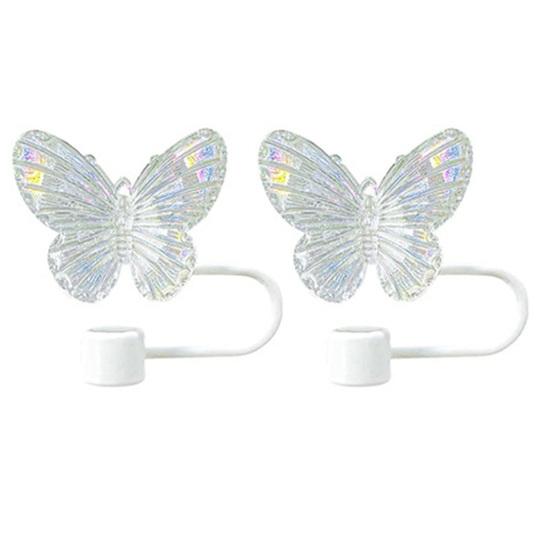 2 шт. Насадки-бабочки на соломинку 10 мм для стакана 30/40 унций, многоразовая соломинка для питья