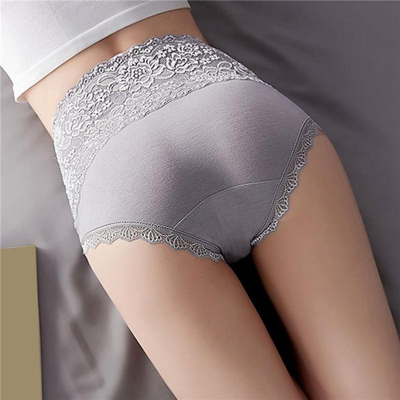 Кружевное нижнее белье больших размеров, женские трусы, женские однотонные трусы, мягкое хлопковое повседневное нижнее белье, трусики с высокой талией