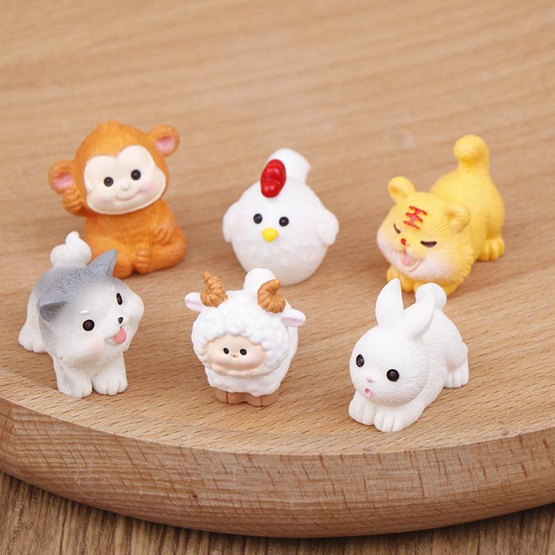 1PC Miniature 12 Zodiac Resin Doll Figurines Crafts Realistic Animals For Micro Landscape Scene Decoration DIY Accessories
