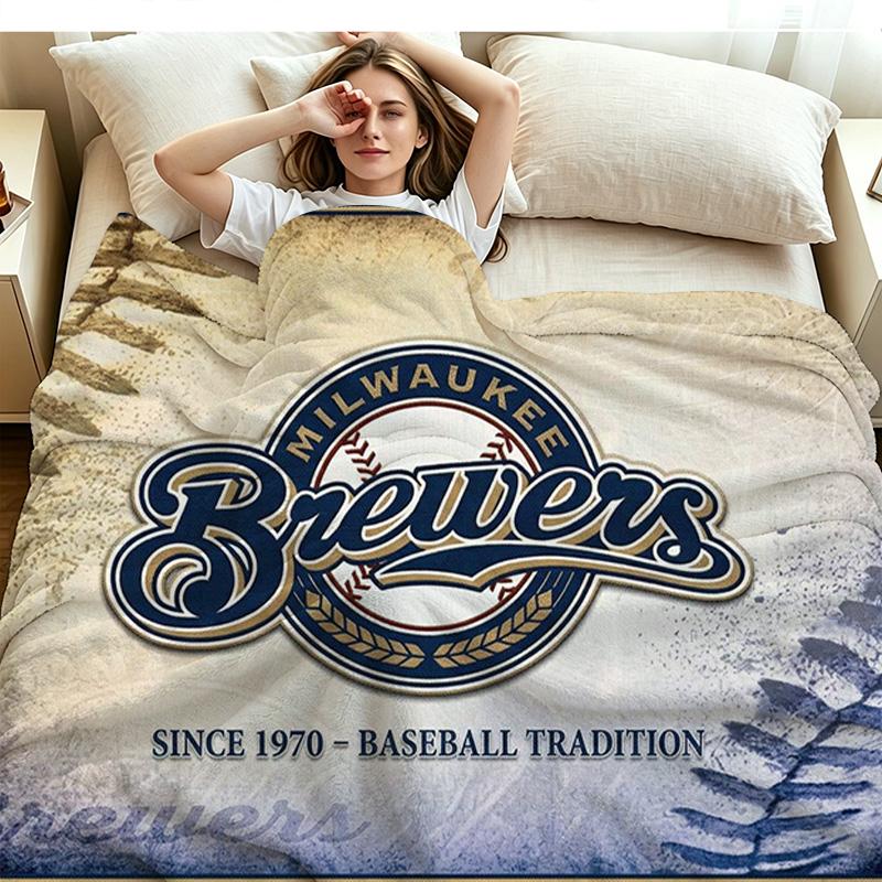 Milwaukee Brewers Print Flannel Blanket High Quality Warm Comfortable Cover for All Seasons Perfect for Gifts Home Decor