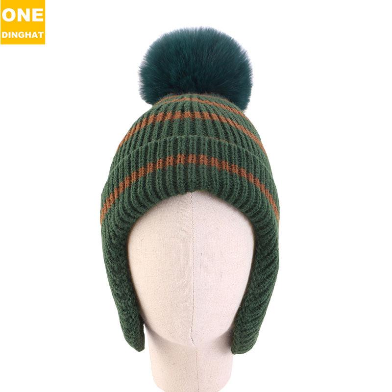 Детская вязаная шерстяная шапка-ушанка для отдыха на природе, детская полосатая бейсболка, лыжная шапка