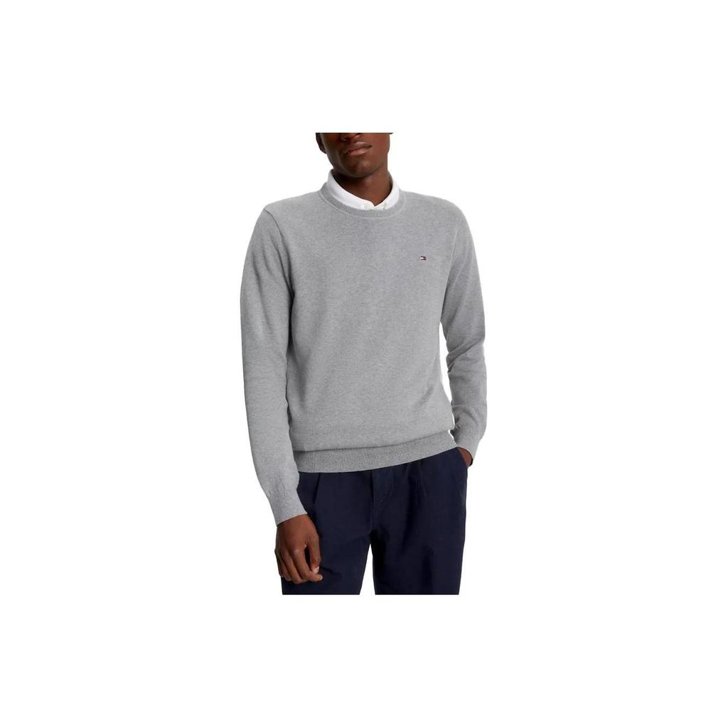 Tommy Hilfiger Свитер мужской с круглым вырезом FW23 Однотонный Серый меланж 78J8322-P7D