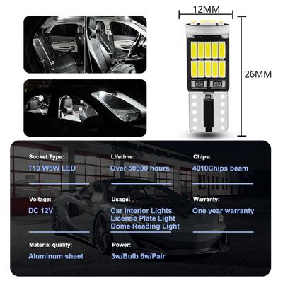 10 шт. Автомобильная лампа T10 W5W 194 501 LED Canbus Без ошибок Салонный свет автомобиля T10 26 SMD 4014 Чип Клиновидная Боковые габариты Приборная панель