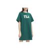 American Series Logo Print Loose Simple Casual Comfortable Round Neck Short Sleeve Dress Women Dresses Chrysanthemum-Green F11W329315FTQ