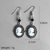Gothic Renaissance Cameo Pendant & Black Bead Silver Earrings - Antique Silver Beauty Head Design