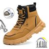 Новые модные защитные рабочие ботинки, высокие водонепроницаемые защитные кожаные ботинки, противоударные и противопрокольные промышленные ботинки