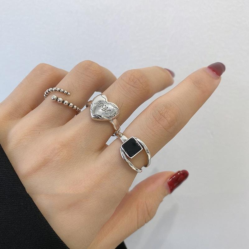 Кольцо в стиле ретро хип-хоп Love Square, модное, индивидуальное, легкое, роскошное, нишевое, дизайн, кольцо на указательный палец, живое кольцо