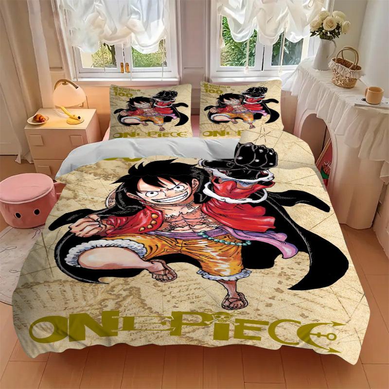 Постельное белье с принтом One Piece Глава 100 Комплект Пододеяльник Подарок для спальни, Включает 1 пододеяльник и 2 наволочки, Без наполнителяB323