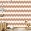 Striped Wallpaper White, Orange and Cream for Living Room and Bedroom 50x1000