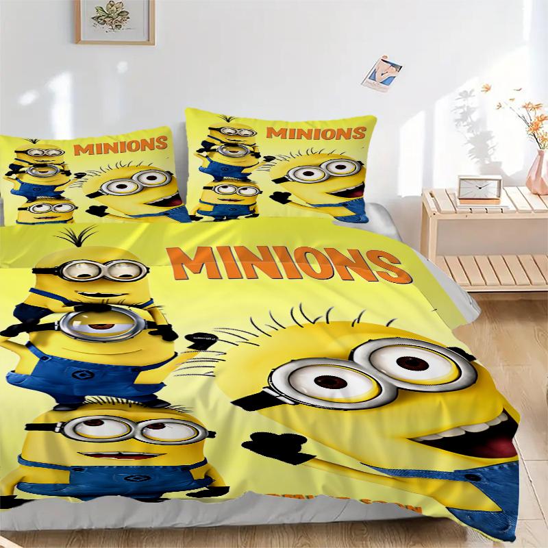 3Pcs Minions Movie Poster Bedding Sets For All Sizes New 3D Printed Bed Cover Comforter Duvet Cover Pillowcase Bedroom Decoration