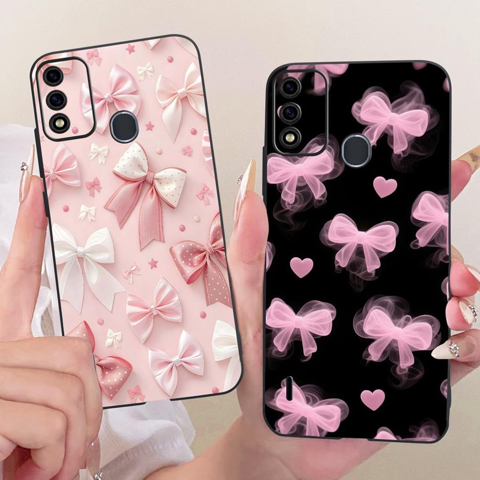 For ITEL A48 Cute Flower Butterfly Cat Painted Case For Itel A48 Black Silicone Soft Phone Cases