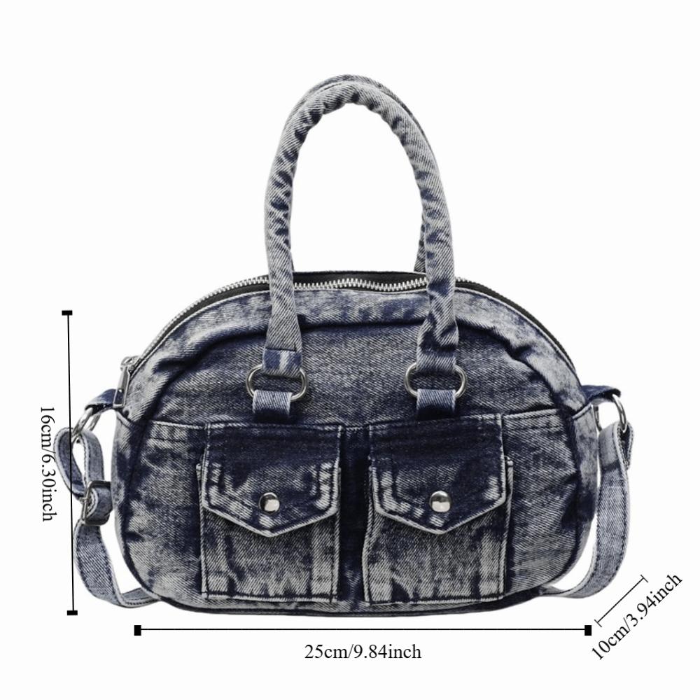 Сумка из денима в стиле ретро Y2K, Сумка-тоут, Сумка из выстиранного денима, Тренд, Сумка на плечо для острой девушки, Для девочек