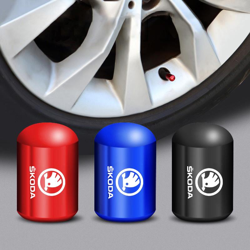 4pcs Car Styling Aluminum Emblem Wheel Tire Valve Stem Air Caps for Skoda Octavia Fabia Rapid Yeti Superb Octavia A5 A7 VRS VII MN7