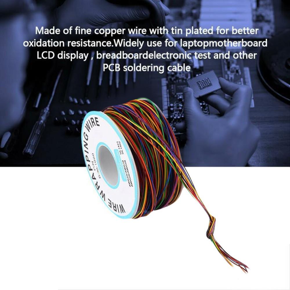 1pc 8 Wire Colored Insulated B-30-1000 30AWG Wire Wrapping Cable Wrap Reels