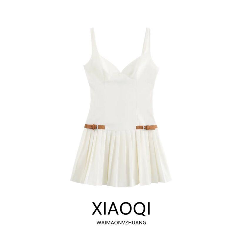 Fashion Style 2024 Summer New Arrival Women's Clothing Stylish Sling Streamers Box Pleated Dress 8342202