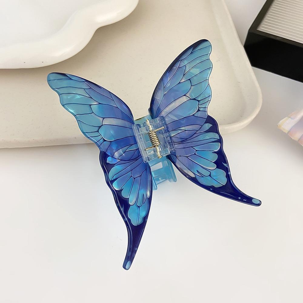 Gradient Color Big Hair Clip Simulated Butterfly Colorful Ponytail Clip Elegant Hair Claw