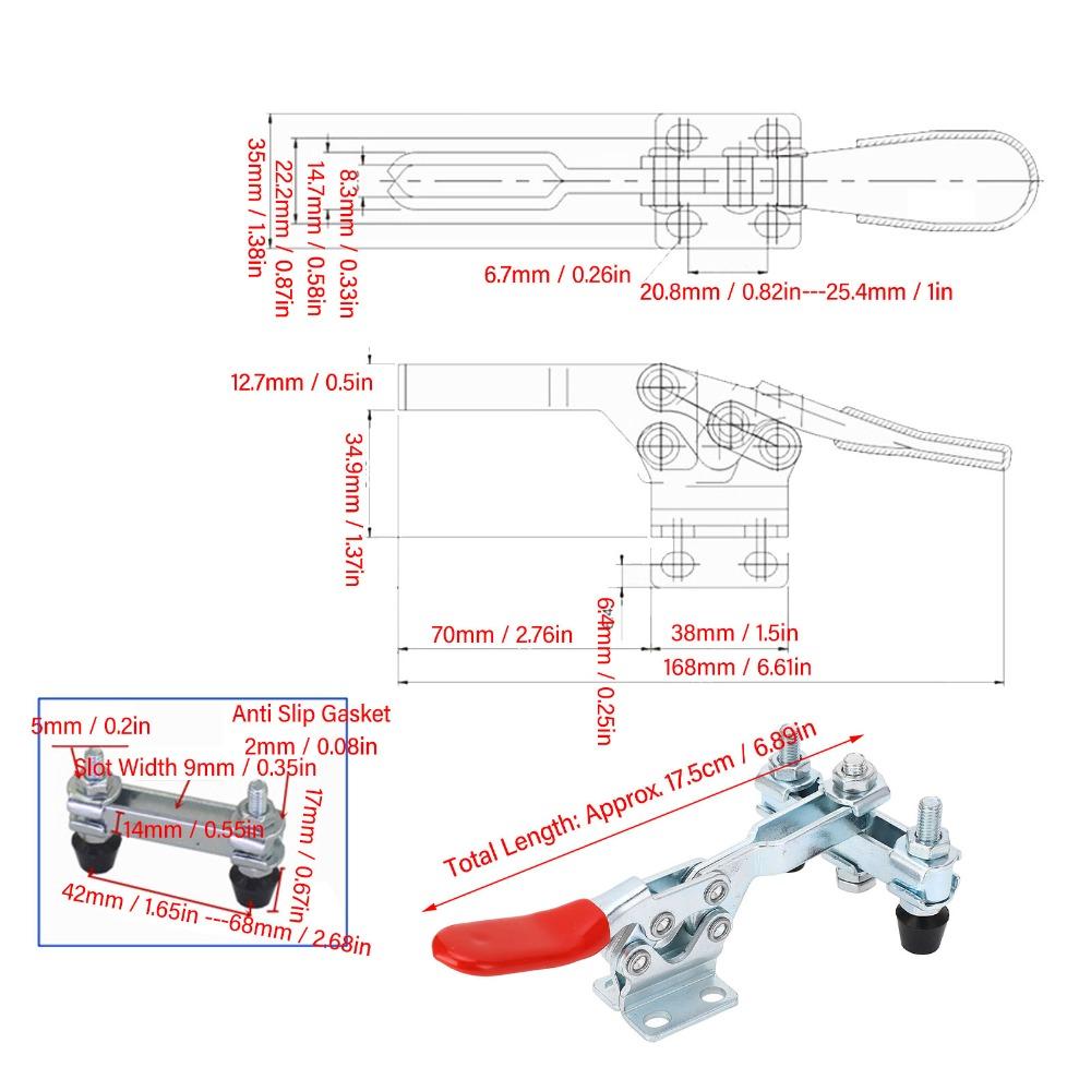 Dual Heads Hold Down Clamp Iron galvanized Quick Release Clamp Horizontal Clamp For Woodworking