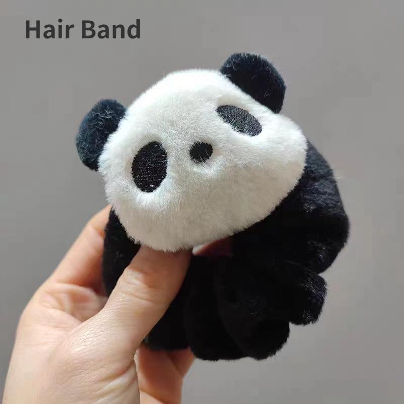 Заколки для волос Kawaii Panda, большая мультяшная мягкая игрушка, заколки с когтями панды, резинки для волос, женские милые головные уборы