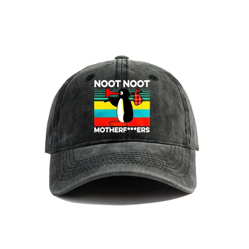 Noot Noot Pingu Distressed Baseball Cap Cool Unisex Women Angry Pingu Caps Retro Outdoor Adjustable Gift Penguin Hat Fashion