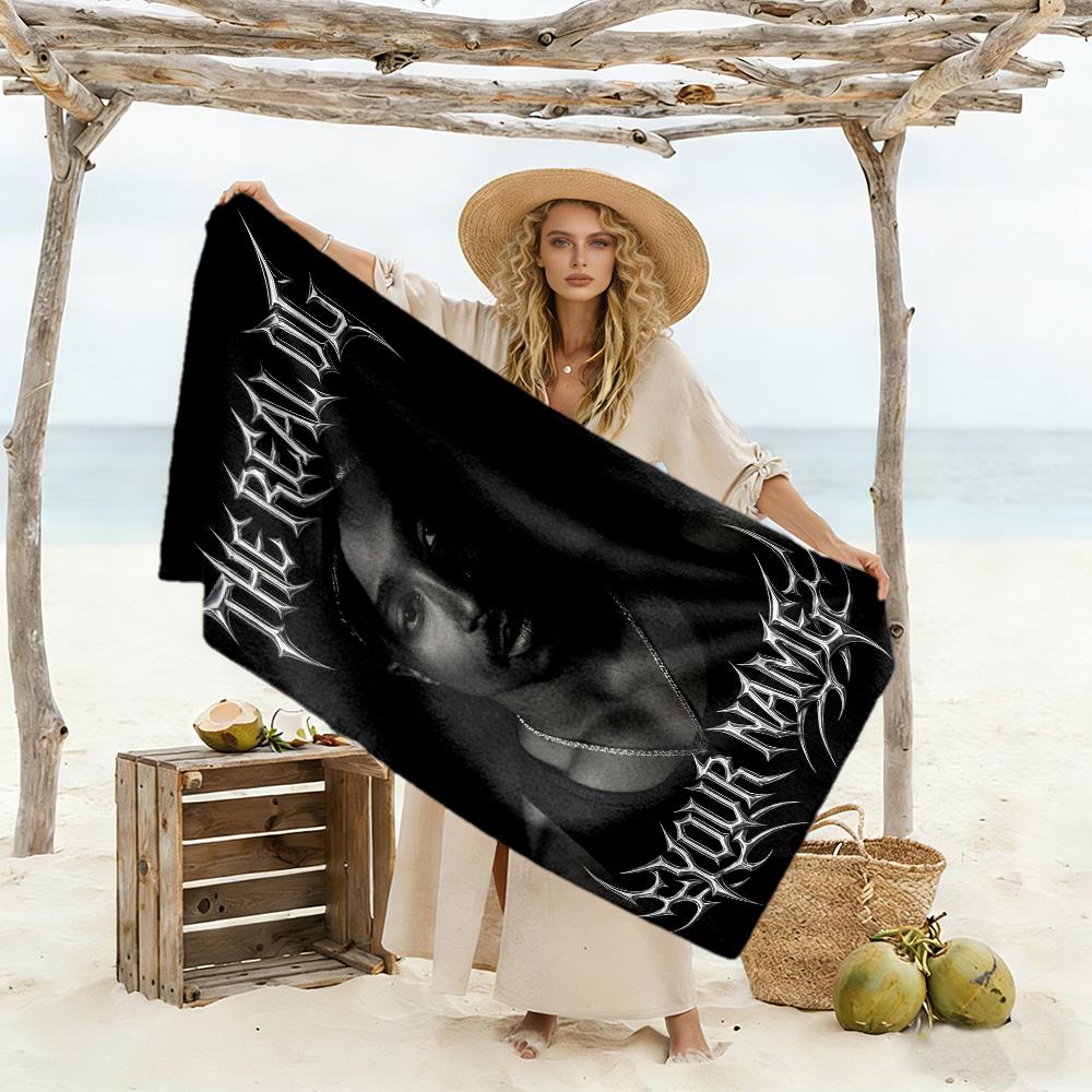 2pac Personalized Name Beach Towel Quick-Dry Soft Microfiber Suitable for Swimming Gym Camping Yoga Vacation