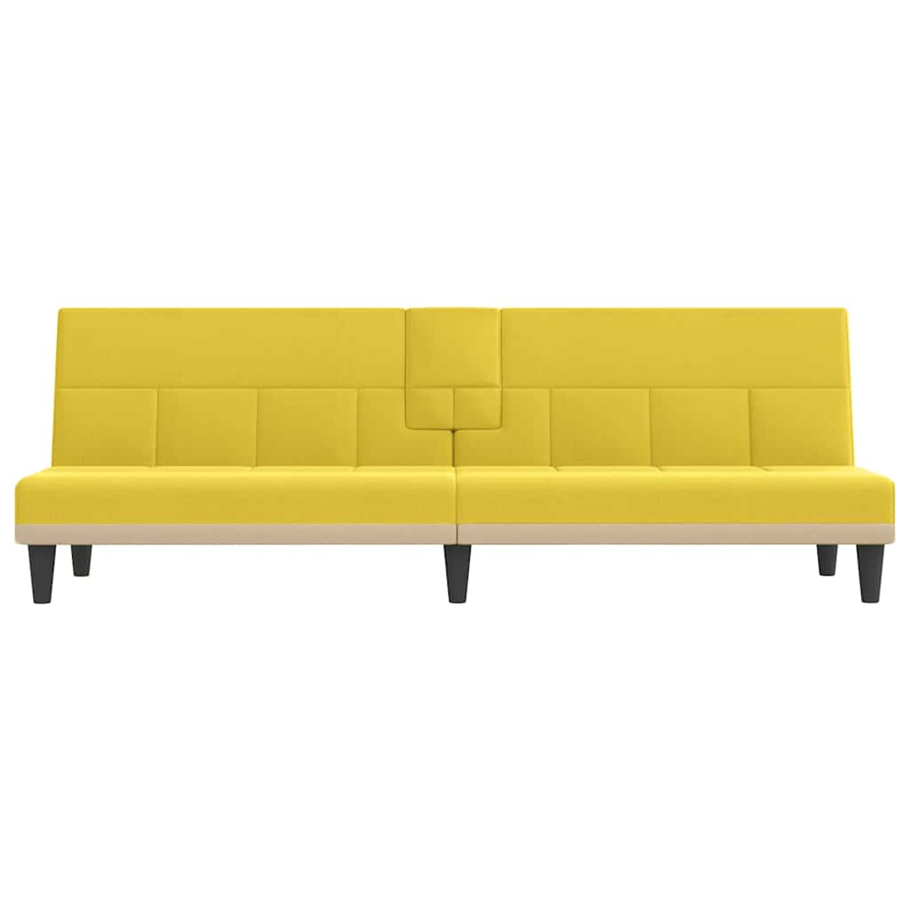 Yellow Beige Sofa Bed with Drink Holders