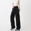 Retro Work Pants for Women In Spring and Autumn New Casual High Waist Straight Drawstring Tie Feet Wide-leg Long Trousers