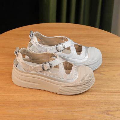 Модные новые женские корейские полые сандалии летние женские металлические декорированные прозрачные повседневные туфли 40 размеров