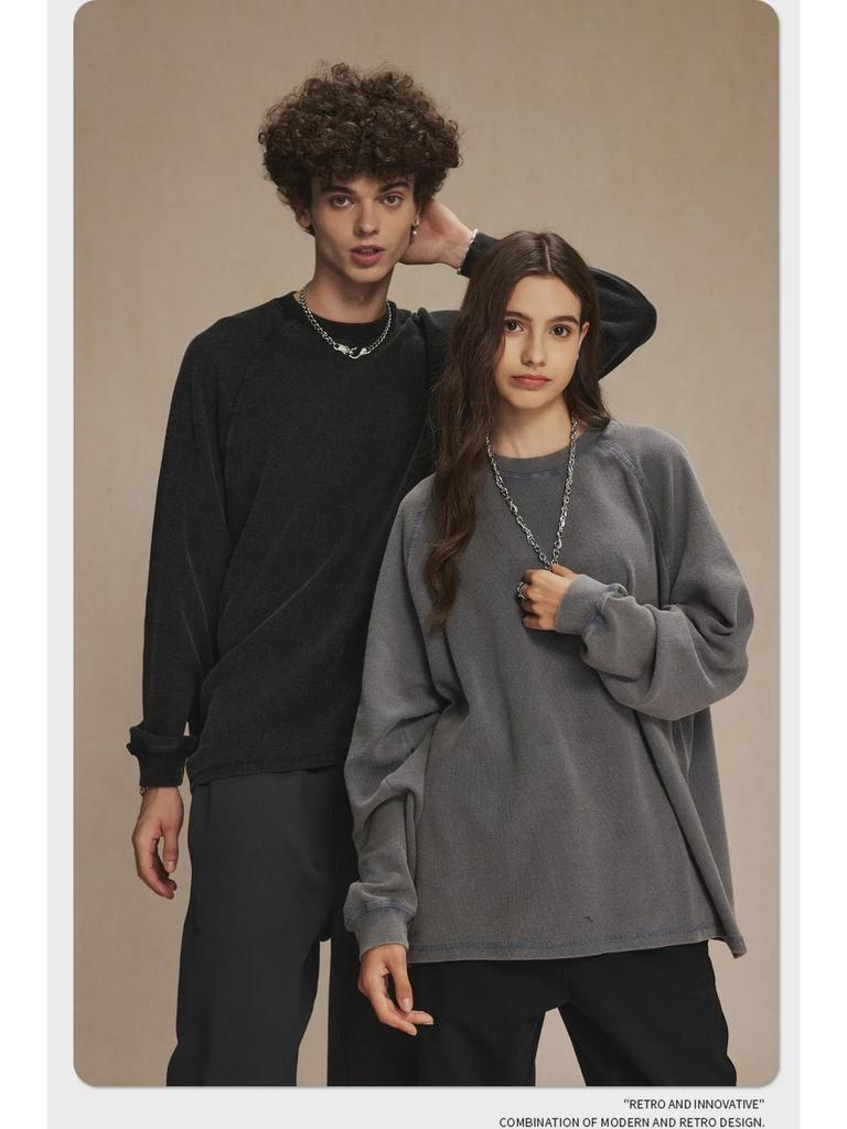 Футболка мужская вафельная с длинными рукавами в стиле ретро из коллекции осень/зима 2024 г.