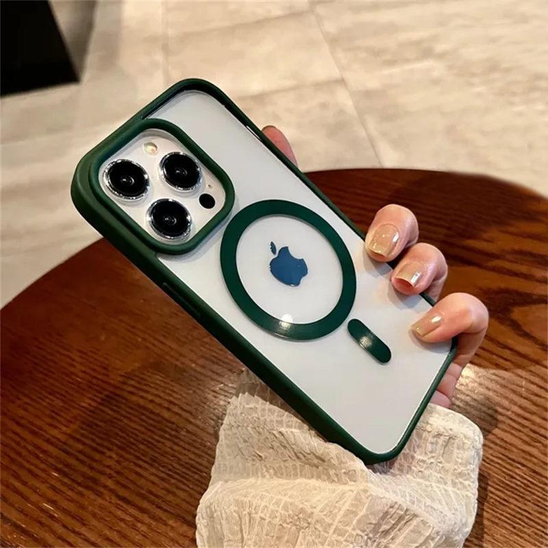 Роскошный прозрачный чехол Magsafe для iPhone 16 15 14 13 12 11 Pro X XS XR Max Mini 7 8 Plus SE 2022 Магнитный чехол для беспроводной зарядки