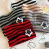 Y2K Cute Star Devil Hat Striped Knitted Beanie Hat Knitting Wool Cap Autumn Winter
