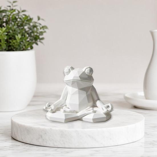 Скульптура Лягушки Йоги, 3D-печатная фигурка медитирующей лягушки, Граненый лягушонок в позе медитации, Статуэтка для стола, полки, комнаты, Дзен-декор