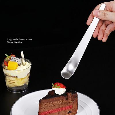 Креативная ложка с плоской головкой с длинной ручкой, кофейная ложка из нержавеющей стали, десертная ложка для торта, мороженое, чай, крошечные ложки для перемешивания, посуда