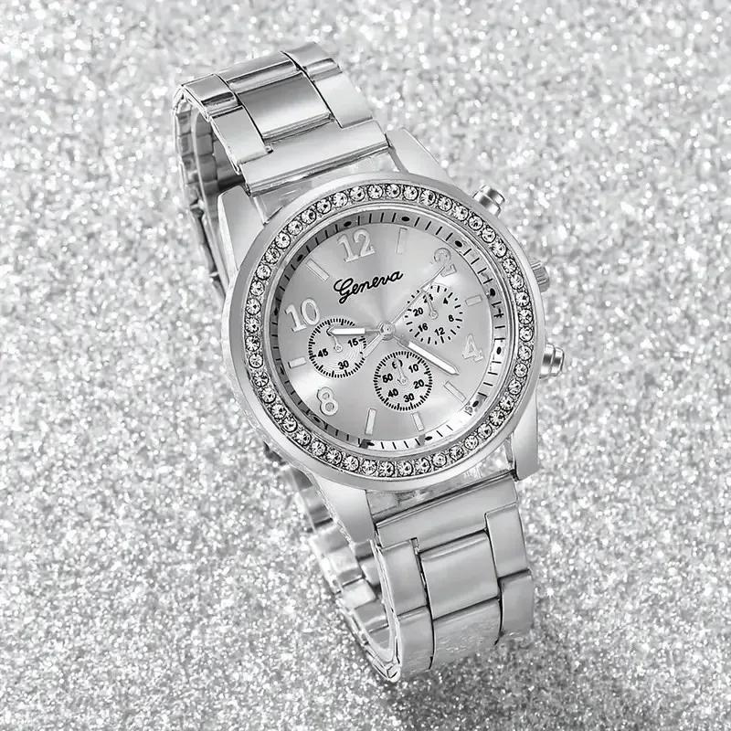 Роскошные женские часы Модные часы из розового золота Женские часы-браслет Наручные часы Ремешок из нержавеющей стали Женские кварцевые часы Часы