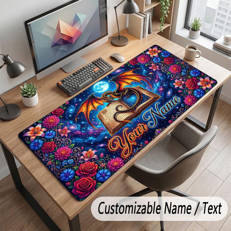 Dragon Theme Customized Mouse Pad Personalized Print Name Text Desk Mat For Home Office Table Decor