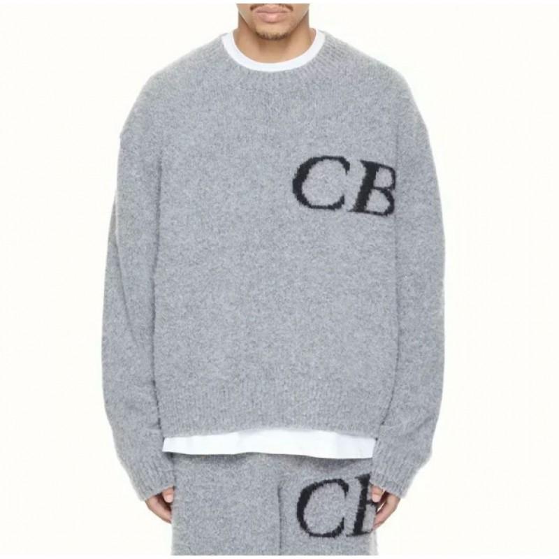 Unisex Retro Streetwear Knit Sweater With CB Round Neck Loose Fit Acrylic Pullover Men Women