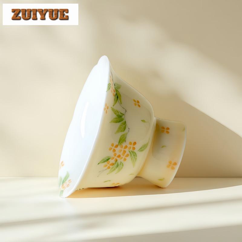 30ml Hand-painted Osmanthus High-footed Teacup Retro Tea Bowl Mug Tea-tasting Meditation Cup Jianzhan Master Cups Teaset Craft