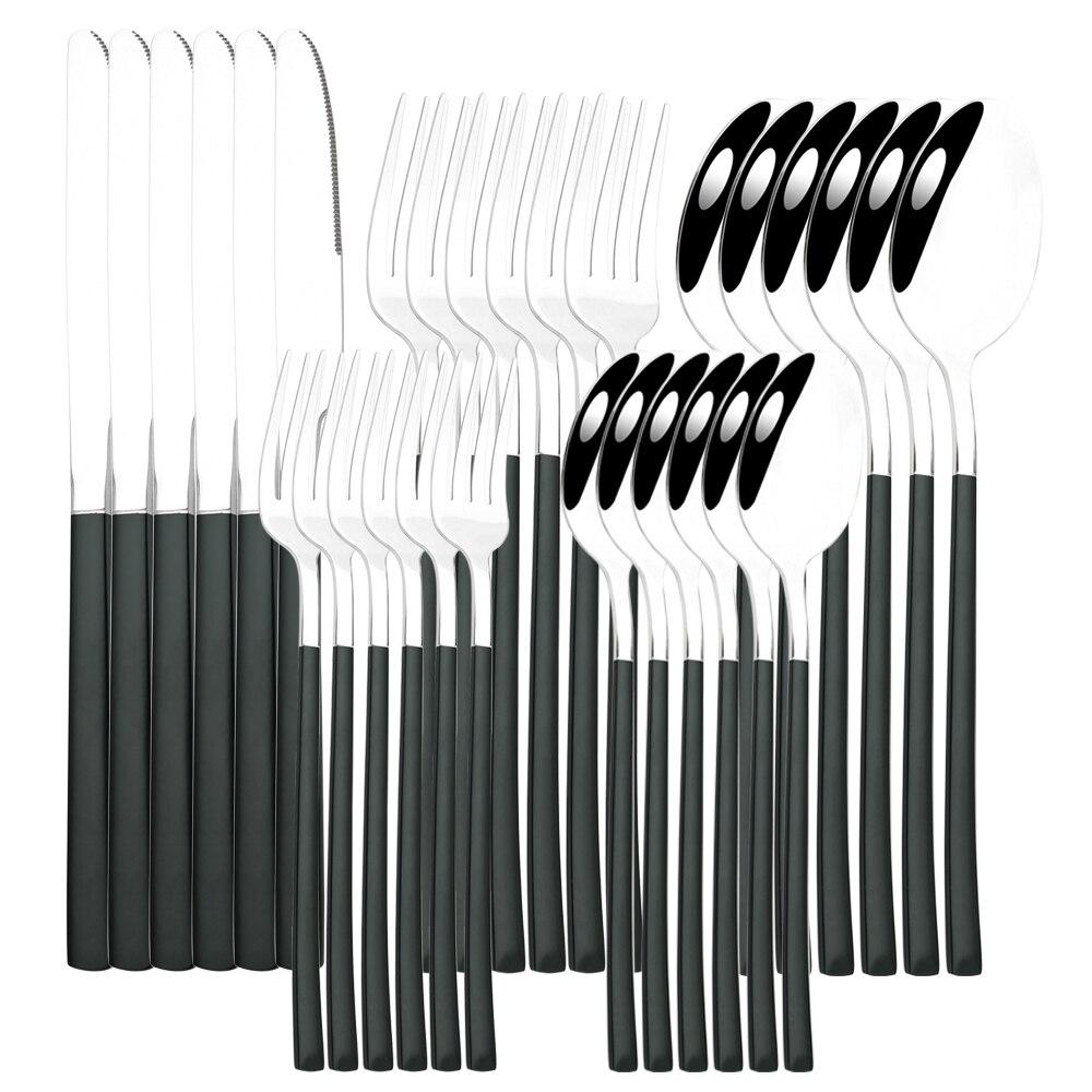 30 шт., набор столовых приборов в стиле вестерн, черное золото, набор столовых приборов из нержавеющей стали, нож, десертная вилка, ложка, набор столовых приборов, столовое серебро