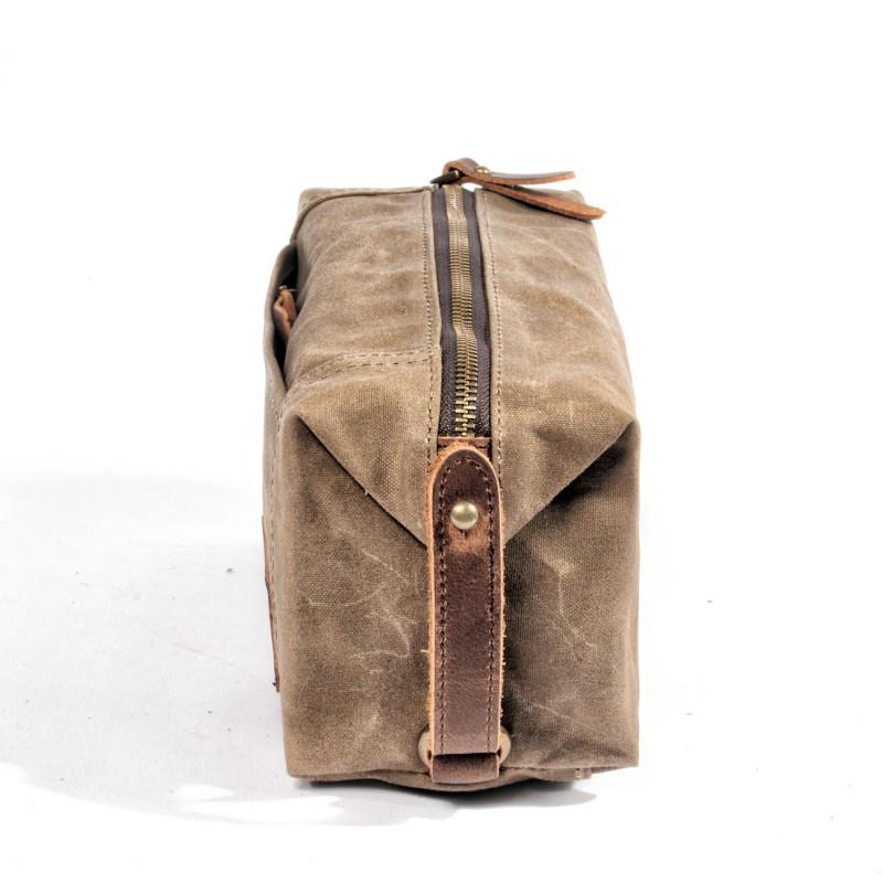 Mens Waterproof Canvas Toiletry Bag Travel Organizer Small Size Business Trip