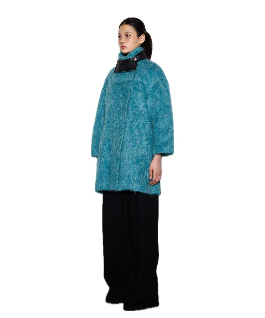 GREEDILOUS Fuzzy Haired High Necked Coat