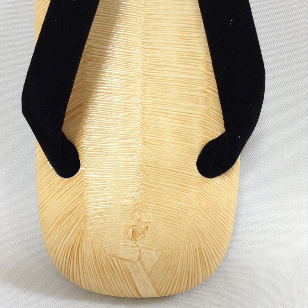 Edoten Geta Made in Yellow Tatami Black Size L Sandals, Japan, Mat, Straps, Double-Ply Sole,