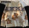 American Retro Autumn and Winter Sweaters Men and Women Lazy Wind Bear Lovers Design Sense Niche Trend Japanese Knit Sweater